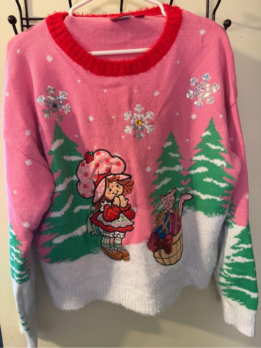 Strawberry Shortcake Pink & White Holiday Sweater
